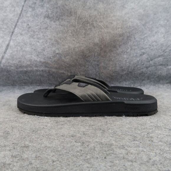 Flojos Shoes Mens 8 Sandal Flip Flop Slip On Memory Foam Comfort Surf Gray Black - Picture 4 of 12